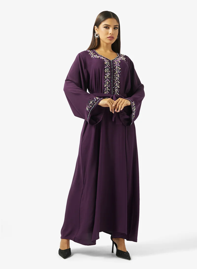 hayas closet  Embellished Belted Jalabiya for Women | Best Price UAE